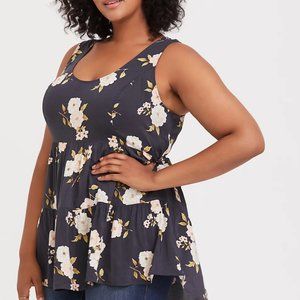 Torrid Grey Floral Babydoll Tunic (1X)